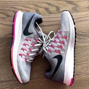 Nike Air Zoom Pegasus 33 Platinum Gray Black Hot Pink Running Sneakers 7